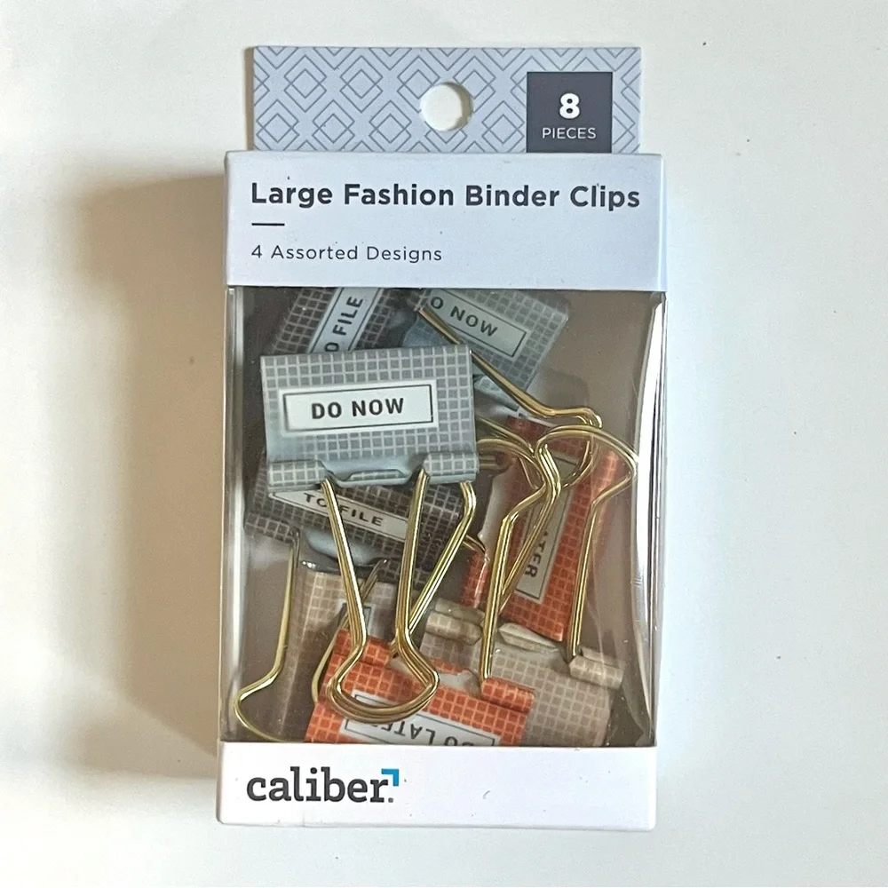 🏷️ set of 8 assorted gold decorative binder clips do now, do later, to file